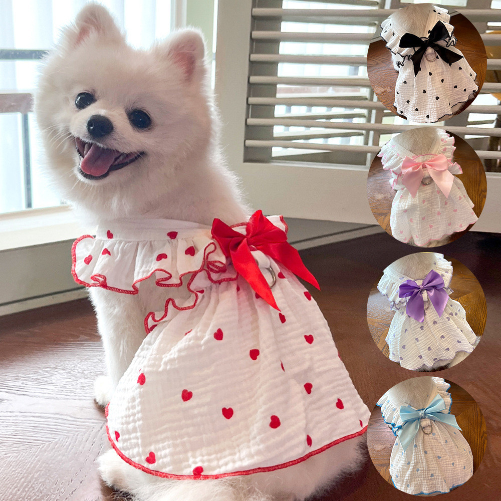 Vestido De Amor Para Cachorro Shih Tzu Fêmea Com Laço Teddy Pomerânia ...
