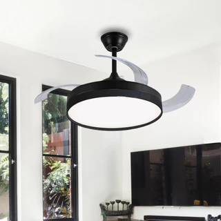Ventilador De Teto Retrátil Air Basic Pás Preto Fosco Led 30w Bivolt Opus Controle Remoto Econômico Resfriamento Moderno