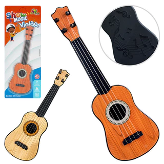 Mini Violão de 28cm Brinquedo Musical Infantil 4 Cordas Plástico Mini Violãozinho