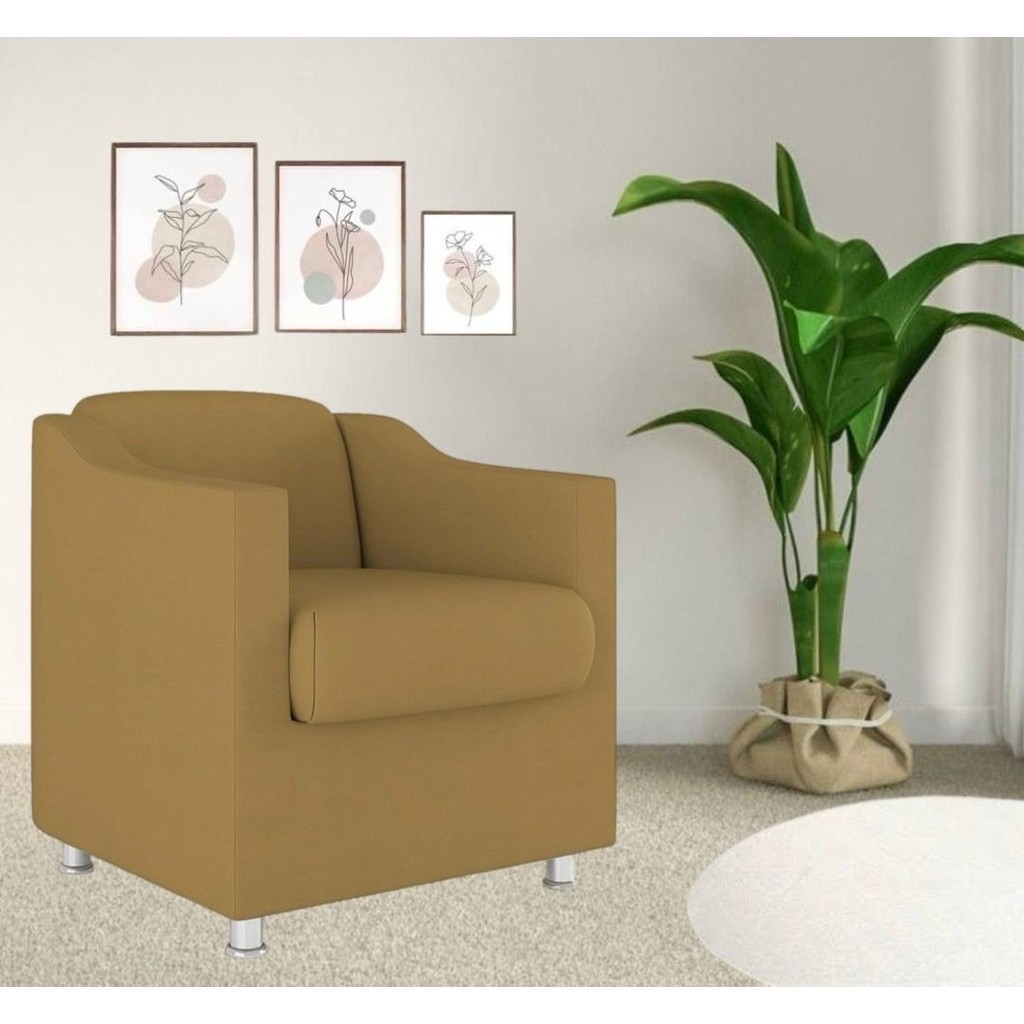 Poltrona Decorativa Consultório Recepção Suede