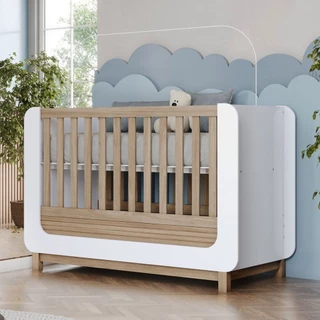 Berço Mini Cama 2 em 1 Aconchego Branco/Jequitibá - Henn