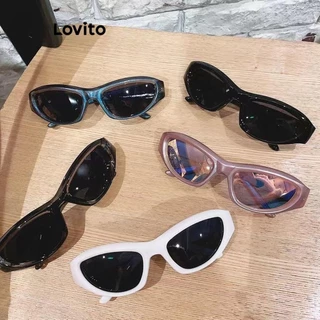 Lovito Óculos de sol anti UV lisos casuais para mulheres LFA22157