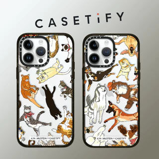 CASETIFY Graffiti Funny cats dogs Caixa Protetora Acrílica Transparente Para iPhone 15 Pro Max 14 Plus 13 ProMax 12 12Pro 11 Dura À Prova De Choque Telefone Com Borda Macia