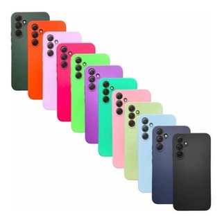 3en1 Película de cerâmica + câmera + Capa Capinha Silicone Aveludada Protetora Samsung A55 A35 A25 A15 M55 M54 A54