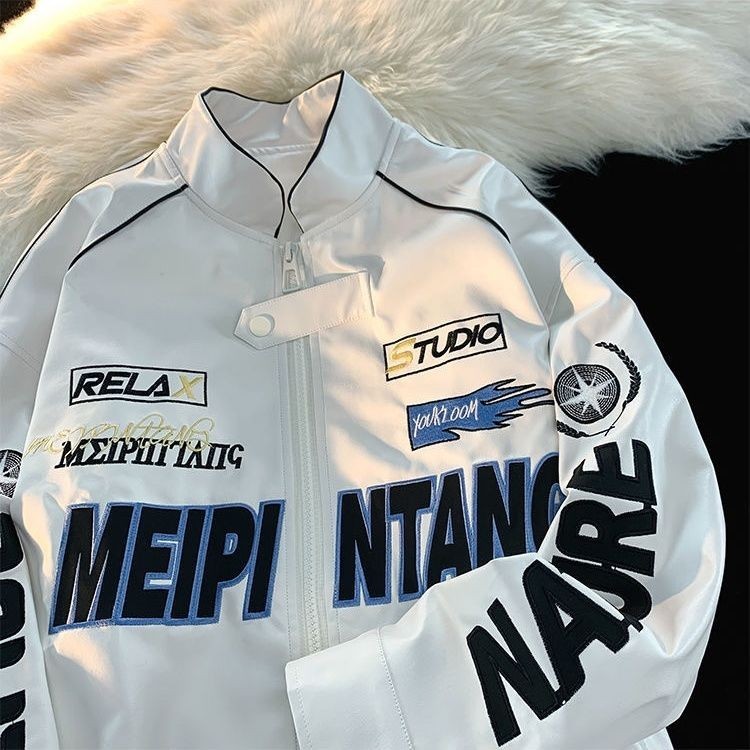 ☀Jaqueta Uniforme de Motociclismo Estilo Motociclista Homens 2023 Novo Estilo ins National Street Wear Handsome Racing Uniforme de Baseball Americano da moda☀4.18