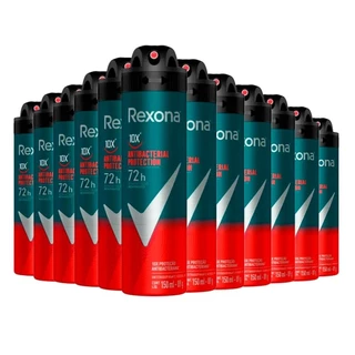 Kit Desodorante Aerosol Rexona Men Antibacterial 150ml 12 Unidades