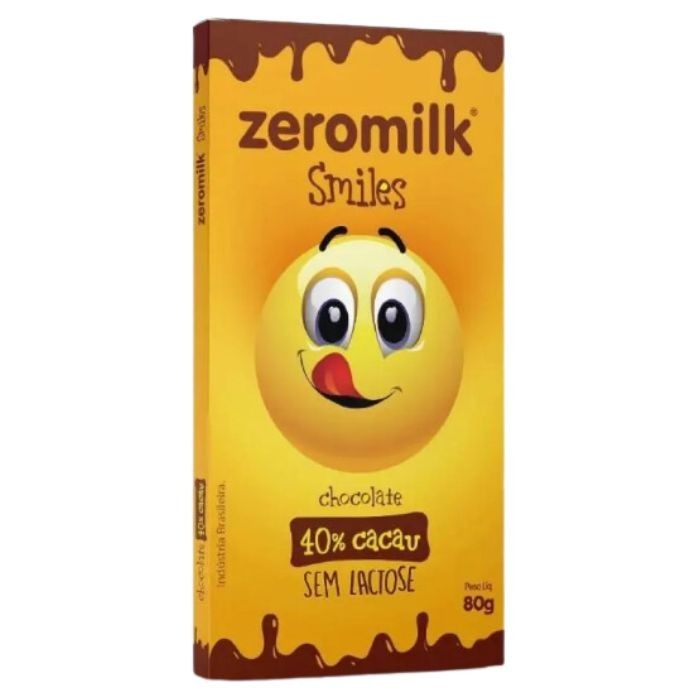 Chocolate Zeromilk 40% Cacau, Zero Lactose Smiles 80g | Shopee Brasil