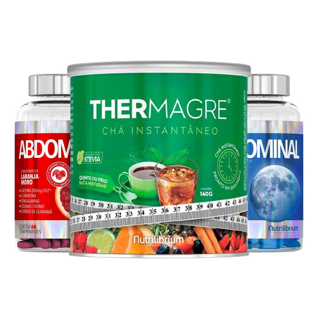Chá Thermagre Solúvel + Kit Abdominal Dia E Noite 120 Comprimidos Nutrilibrium
