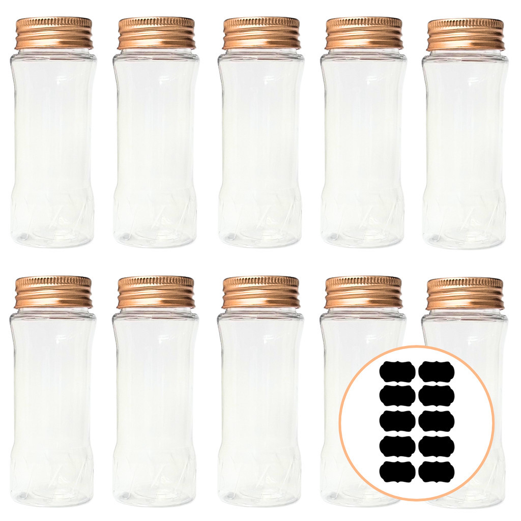 Kit 10 Potes Tempero para Cozinha + 10 etiquetas lousa