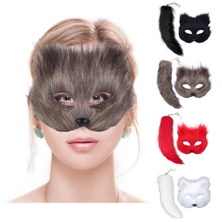 Royal Therian and Tail for Women Girls Fuzzy Cats Foxes Chaveiro De Cauda De Lobo