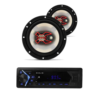 2 Alto-Falantes B3X60 X Triaxial 6" 50WRMS Bravox + Som Automotivo BT Usb 1din Evolve New Trip Multi