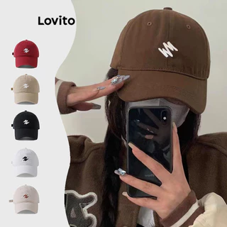 Lovito Boné de beisebol simples casual versátil casal Besties chapéus para mulheres LFA21389
