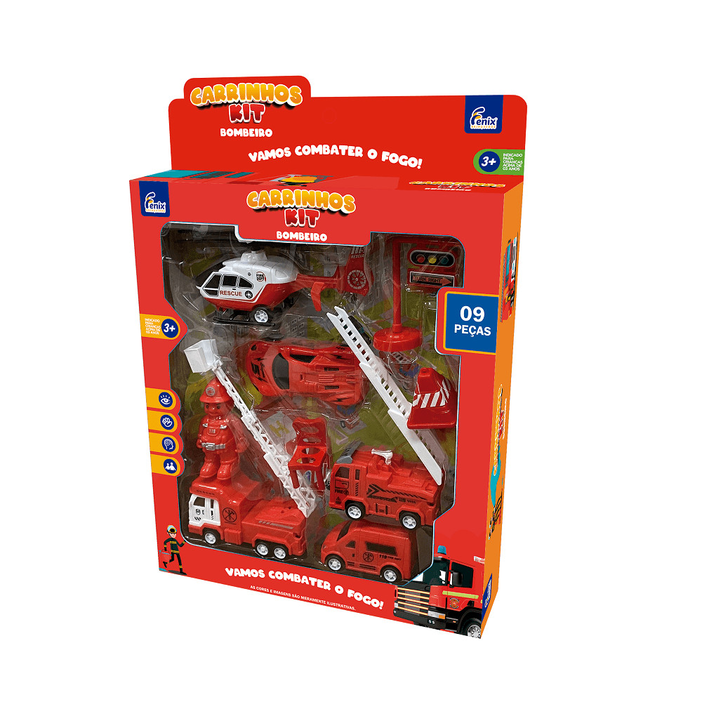 Carrinho de Fricção Kit Bombeiro XCC-033BB - Fênix | Shopee Brasil