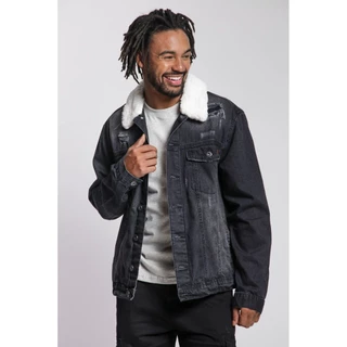 Jaqueta Masculina Jeans Trucker Polo Wear Preto