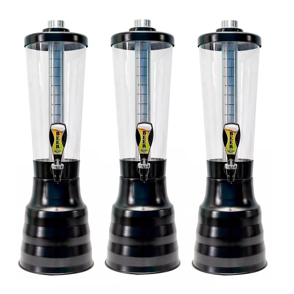 3 Torre De Chopp Beer 3.5L Com 6 Barra Congelante Copo De Acrílico ...