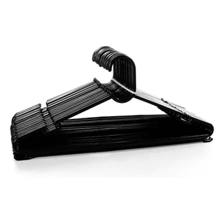 Kit 30 Cabides Preto Adulto Antideslizante Reforçado