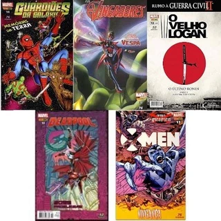 Kit Com 5 HQS - Marvel - Guardiões da Galáxia, Os Vingadores, O Velho Logan, Deadpool e X-men (Novo)