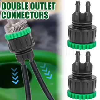 1/3Pcs Bocal De Conexão De Tubulação-Adaptador Para Torneira-Junta Mangueira-Divisores De 2 Vias-Do Sistema De Irrigação De Jardim-Plástico , Rosca , Saída Dupla Tubo De Água
