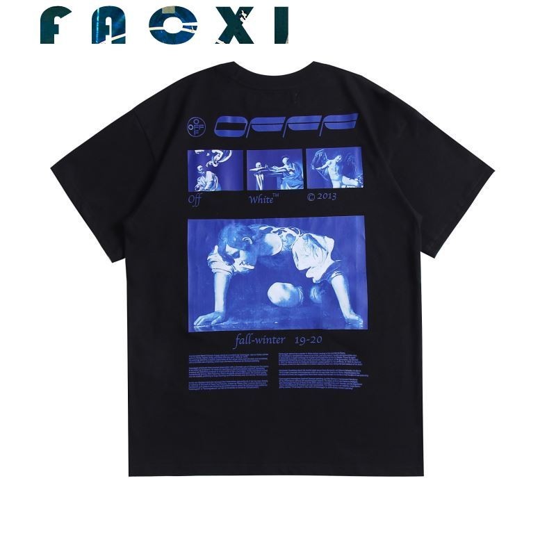 # T43 Coreano Vintage Unisex Streetwear Unisexo Algodão Grafite Personagem Azul Imagem Carta Imprimir Casal Crewneck Plus Tamanho Gráfico Tee Casual Tshirts Para Homens