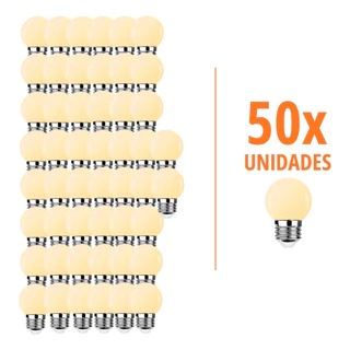 Kit 50 Lâmpada Bolinha Bulbo Led 1w Branco Quente 110v 220v