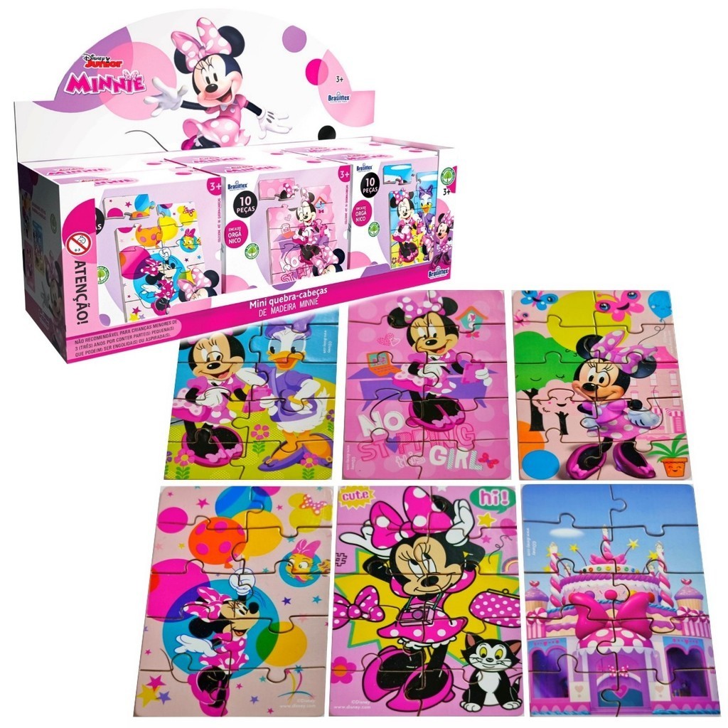 Kit 6 Mini Quebra Cabeça Minnie Mouse E Sua Turma Disney Mdf | Shopee ...