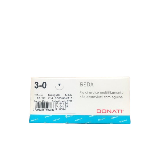 Fio de Sutura Seda 1/2 Circ 45cm Circular C/24 Unid DONATI | Shopee Brasil