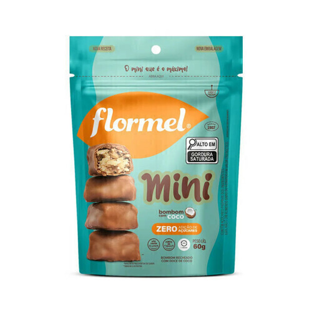 FLORMEL MINI BOMBOM ZERO 60GR COCO | Shopee Brasil