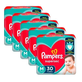 Kit Fralda Pampers SuperSec Médio Com 150 Unidades
