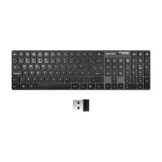 Teclado Sem Fio Abnt2 Preto Com Cinza Geonav