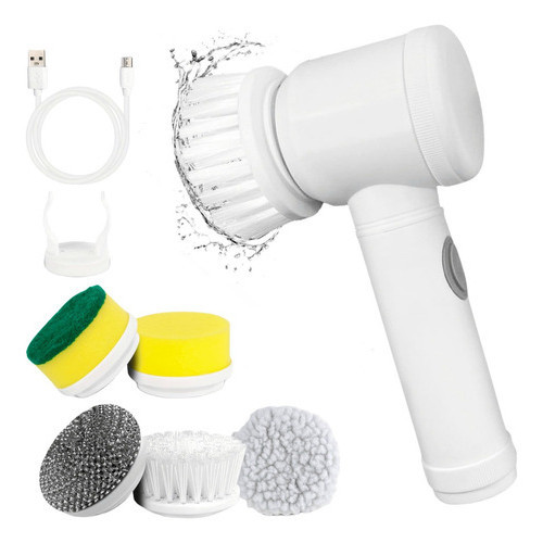 Escova De Limpeza Elétrica Giratória Usb Multi Funções 7 X 1 ou 5 x 1 Acompanha Cabeças, Cabo Usb e Suporte de Parede