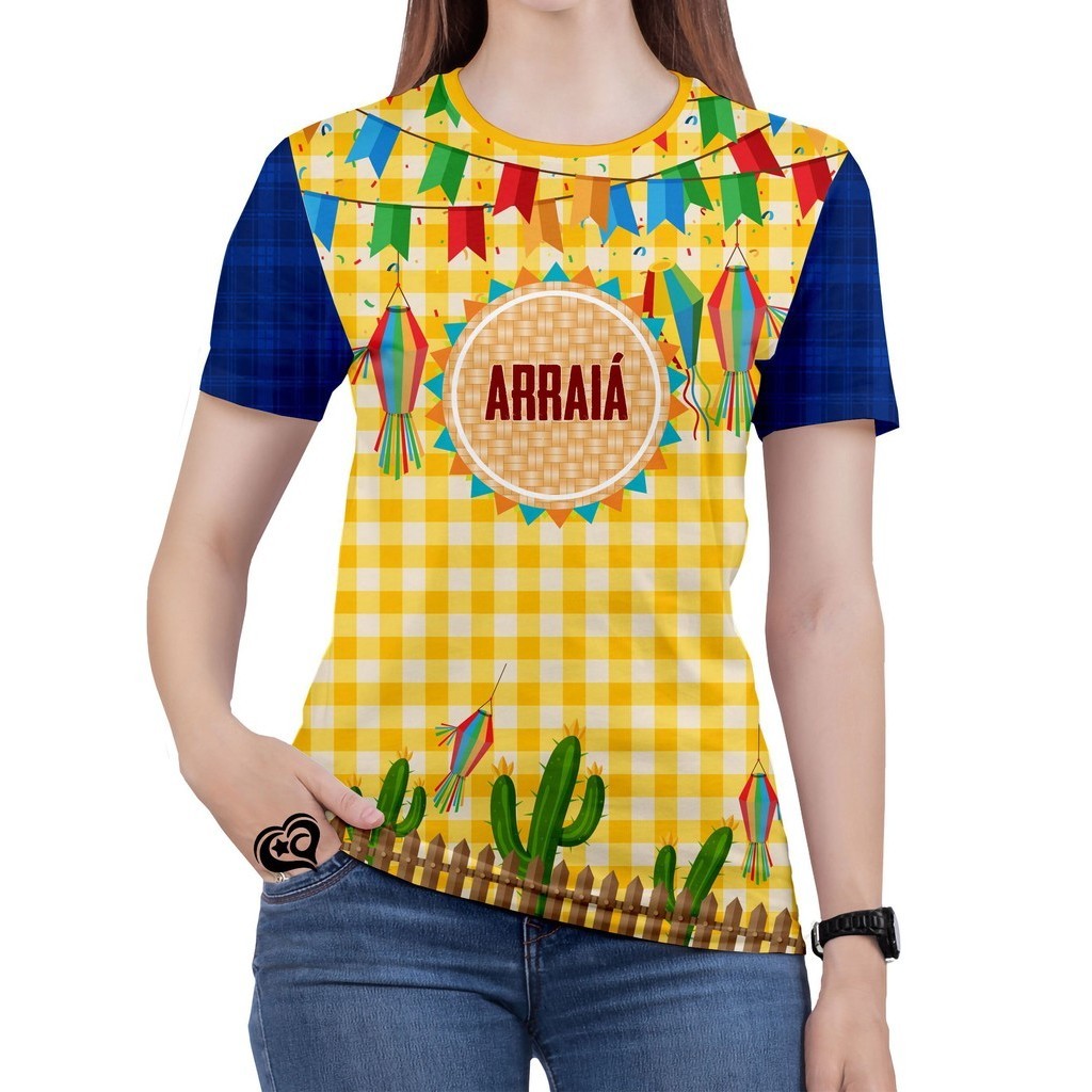 Camiseta Festa Junina PLUS SIZE Feminina Blusa Xadrez est3 | Shopee Brasil