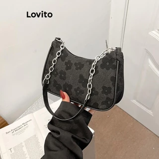 Lovito Casual ditsy floral zíper corrente jacquard temperamento versátil requintado bolsa de ombro pequena para mulheres LFA27455