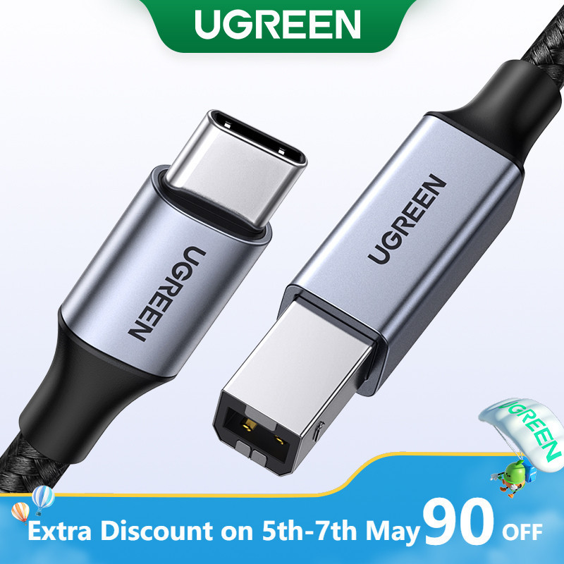 Cabo Ugreen USB C Para Tipo B 2.0 Novo MacBook Pro HP Canon Epson Dell Samsung Acessório Scanner Impressora