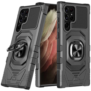 Caso de telefone rígido resistente à prova de choque com suporte de metal Para S24 Ultra S24 Plus S23 Ultra S23 Fe S22 Ultra Note 20 Ultra S21 Ultra A15 A35 A55
