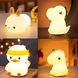 Luminária Mesa Bichinhos Recarregável Lâmpada Noturna Abajur Fofo Silicone