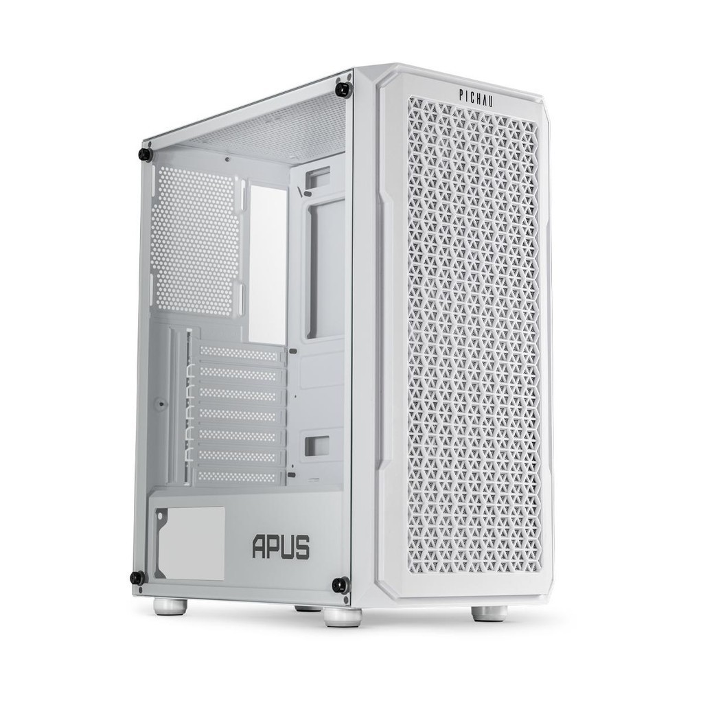 GABINETE GAMER PICHAU APUS WHITE MID-TOWER LATERAL DE VIDRO TEMPERADO COM 3 FANS BRANCO PG-APS-WHT01