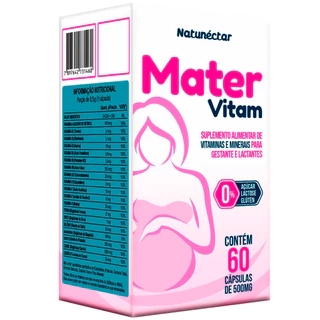 Suplemento Vitaminas e Minerais Gestante Lactantes Mater Vitam 60 Capsulas 500mg Premium em Oferta na Shopee