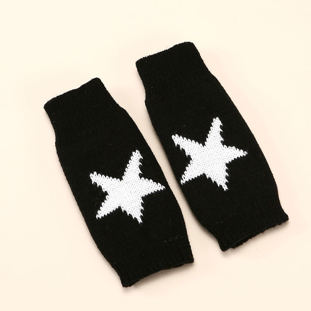 Luvas De Malha Y2K Com Meio Dedo Star Hand Fingerless Soft Warm