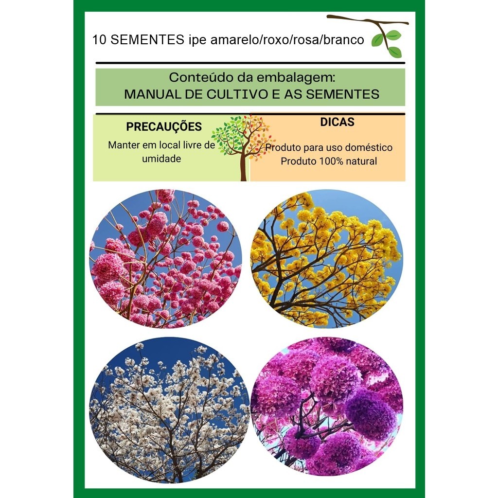 ipe amarelo/roxo/rosa/branco 10 sementes | Shopee Brasil