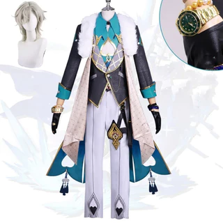Aventurine Cosplay Costume Wig Anime Jogo Peruca Festa De Halloween Homens Fantasia Acessórios De Orelha