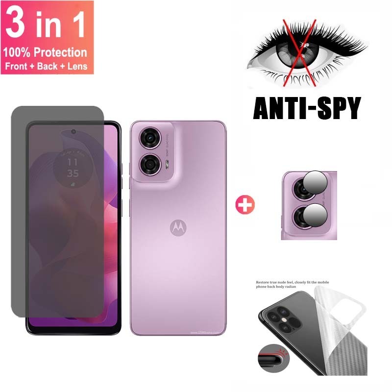 Vidro Protetor De Tela Anti-Espionagem Para Proteção De Privacidade Motorola G24 Moto G24 G04 G04s G34 G73 G84 G14 G54 G24 Potência Com Filme Bakc E Lente De Câmera