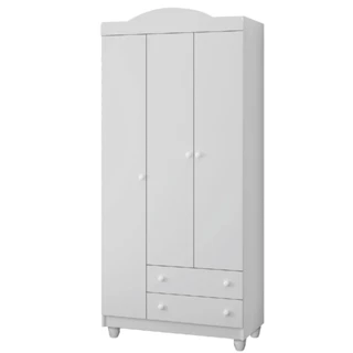 Guarda Roupas Infantil Para Quarto Bebê 3 Portas 2 Gavetas Lara Branco J&A