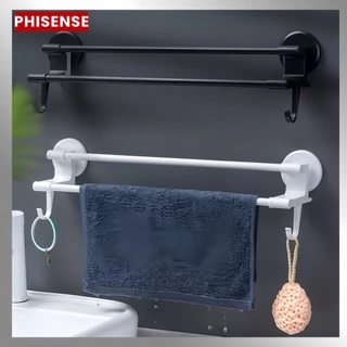 Porta Toalha Para Banheiro DUPLA CAMADA COM GANCHOS Sem Furo Com Suporte De Adesivos Multiuso