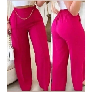 Kit 2 Calças Femininas Pantalona Com CORRENTE e Bolso Duna