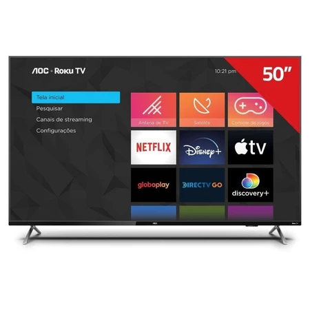 Smart TV 4K UHD 50 AOC 50U6125 78G Wi Fi 3 HDMI 2 USB