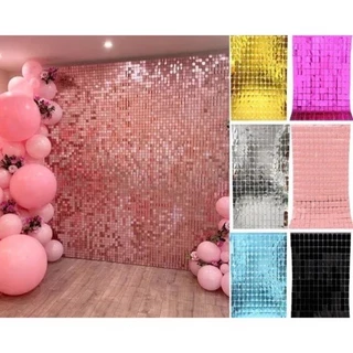 Cortinas QUADRADA Metalizada Festa 1mx2m painel decoração