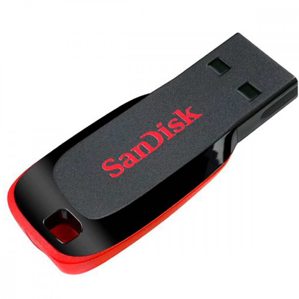 Pen Drive Sandisk Cruzer Blade 128GB USB 2.0 Preto/Vermelho