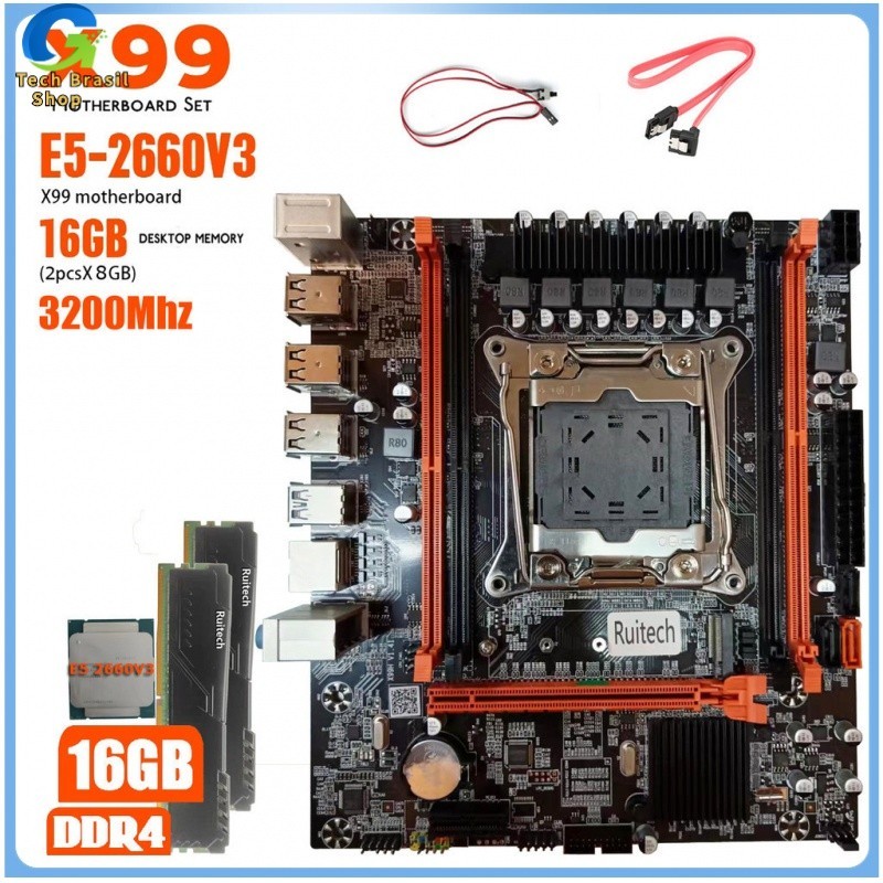 [Disponível] X99 QIYIDA ED4 conjunto de placa eletrônica de mesa 2660V3 2 peças 8G 3200Mhz PC DDR4