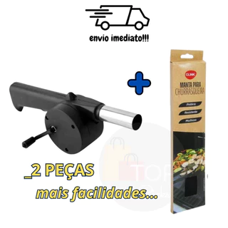 Kit Churrasco Premium: Manta Antiaderente + Soprador de Fogo