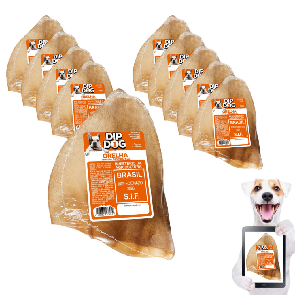 Petisco cachorro Orelha Bovina para Caes mordedor natural desidratado adestrador pet diversos kits